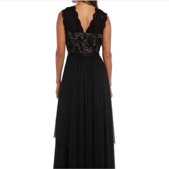 New R & M RICHARDS Sequined Lace Chiffon Black Gown Size 12 - Picture 14 of 14